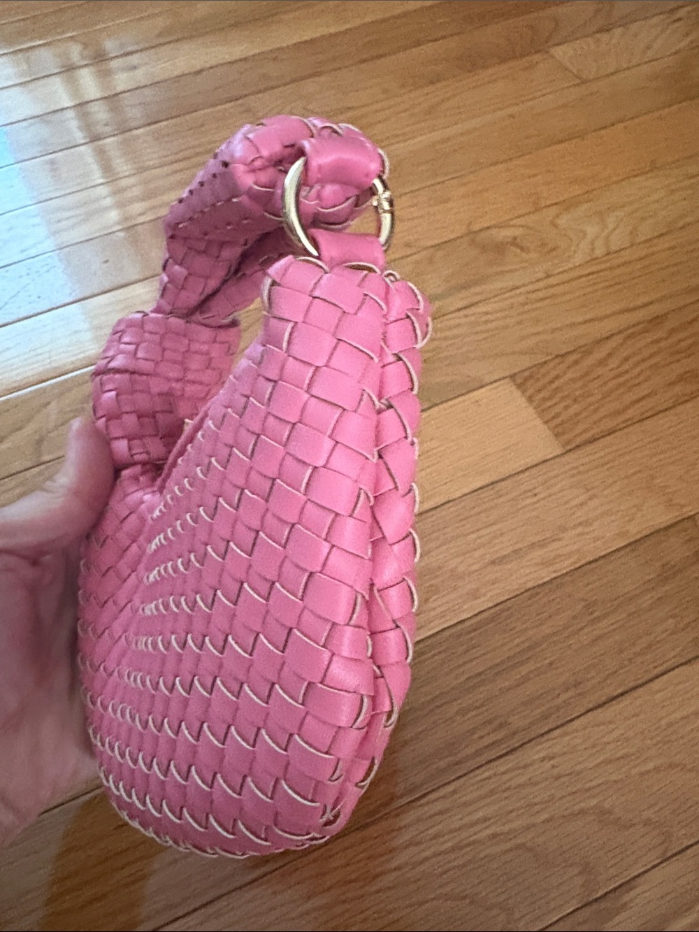 Melie Bianco Pink Woven Knot-Handle Mini Bag - Picture 4 of 9